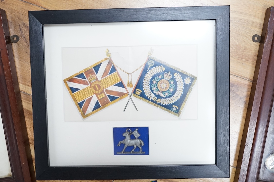 Two First World War medal groups; a framed medal trio and memorial plaque awarded to Pte. George William Stannard R.M. R.N. Division, with the scroll in a separate matching frame, together with a medal pair awarded to 20